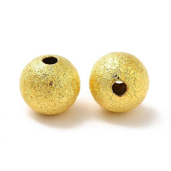 8mm Golden Color Brass Round Spacer Textured Beads