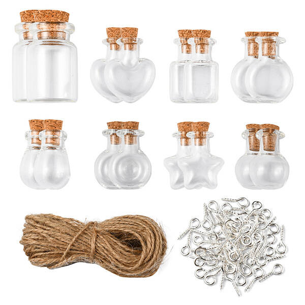 16Pcs 8 Styles Glass Jar Bead Containers