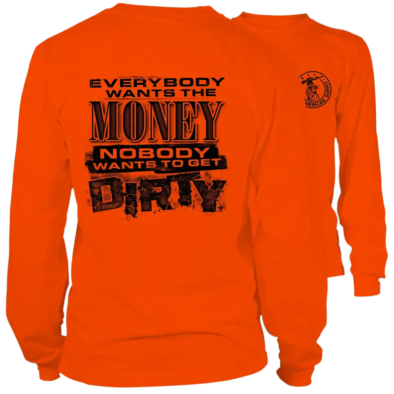 Dirty - Long Sleeve Safety Orange Hi-Vis T-Shirt