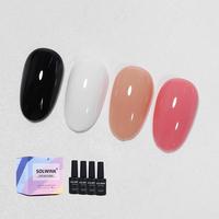SOLWINK Blusher Box Gel Nail Polish Set Black White Nude Blush Color Nail Polish Kits for Natural Nails Toes Nail Tips