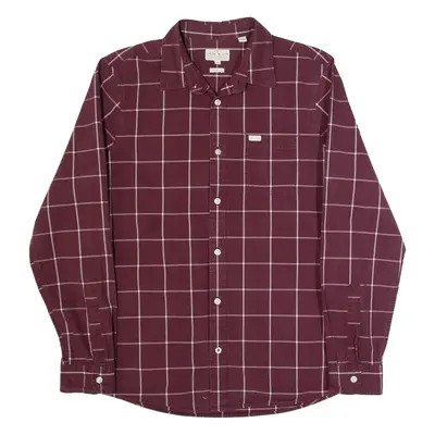 JACK WILLS Mens Shirt Maroon Check Long Sleeve M