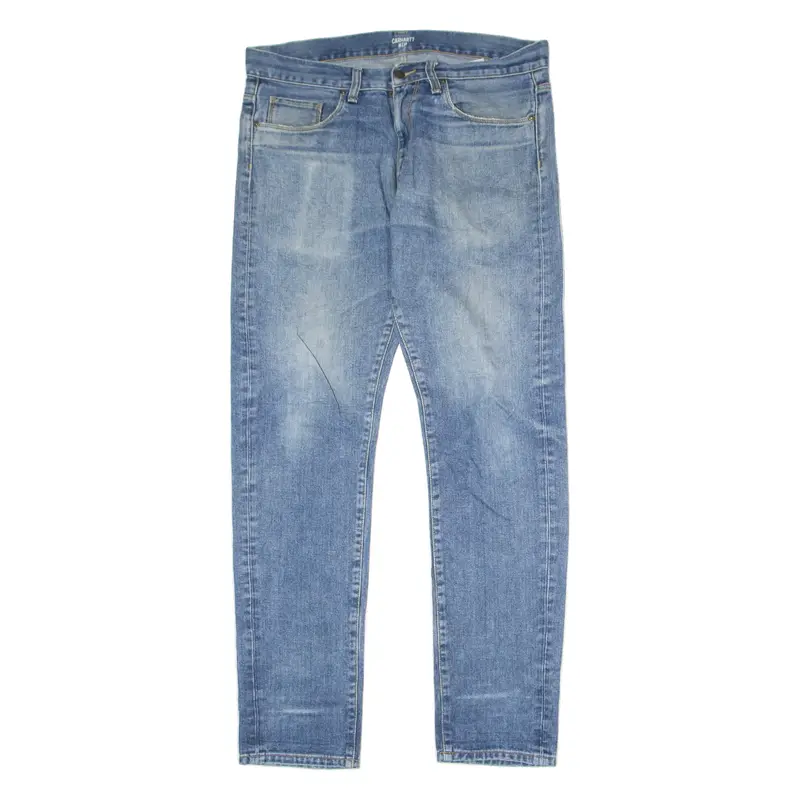 CARHARTT WIP Vicious Mens Jeans Blue Regular Tapered Stone Wash W36 L32