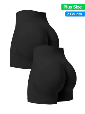 ćPlus Sizeć Shorts for Women's Elastic Yoga Shorts , plus size shorts for curvy women,High Waist Tight Fit Butt Lifting G...