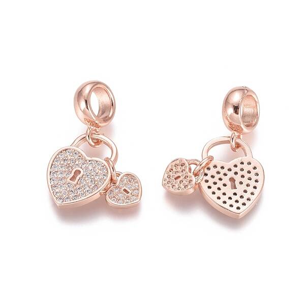 Brass Micro Pave Cubic Zirconia European Dangle Charms