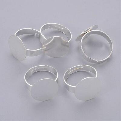 Adjustable Iron Silver Color Plated Pad Ring Base Findings