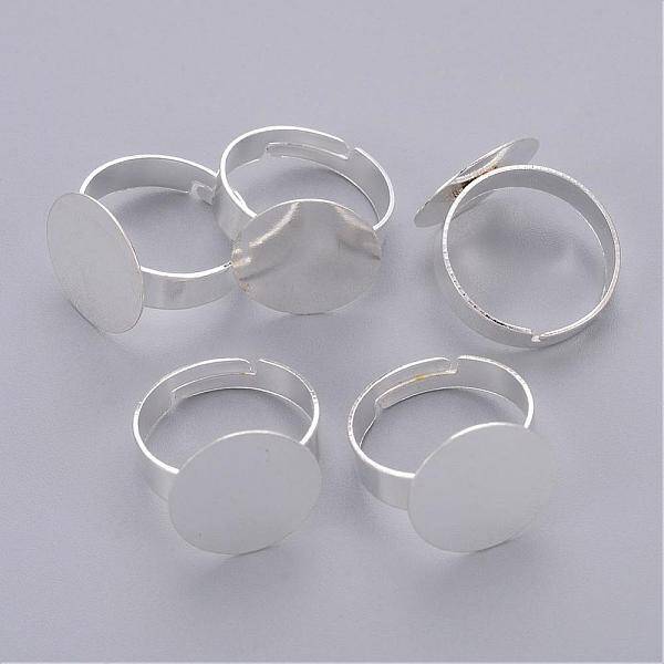 Adjustable Iron Silver Color Plated Pad Ring Base Findings