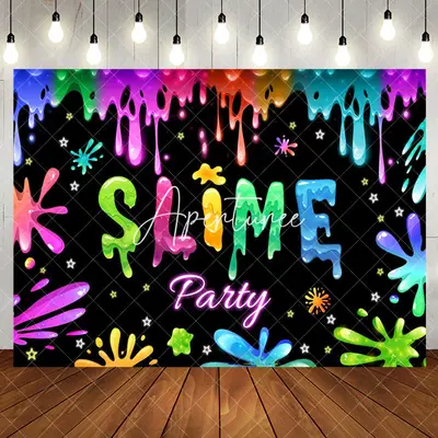 Aperturee Sticky Graffiti Slime Theme Party Backdrop - Aperturee