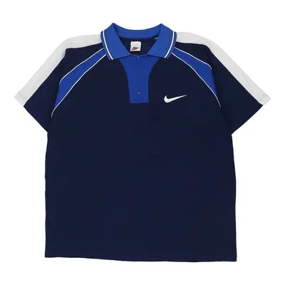 Bootleg Nike Polo Shirt - 2XL Blue Polyester