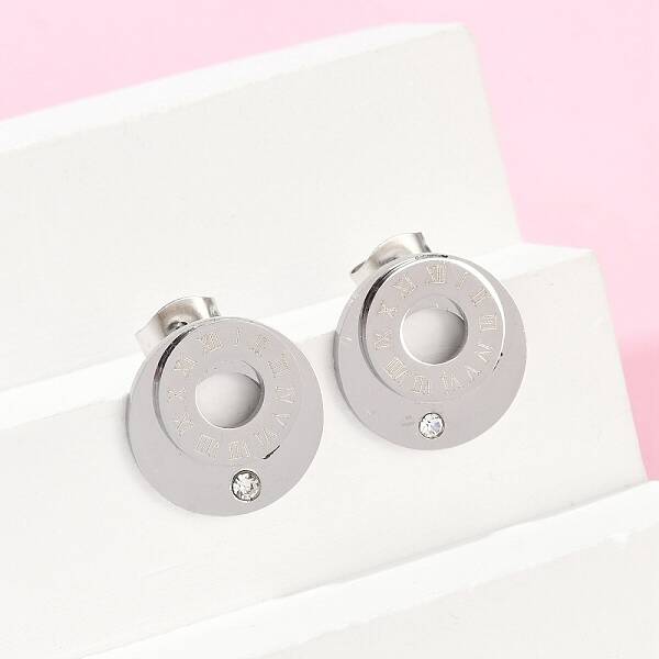 304 Stainless Steel Rhinestone Stud Earrings