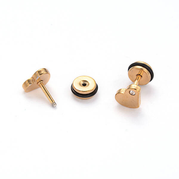 304 Stainless Steel Heart Earlobe Plugs