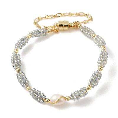 Natural Pearl & Glass Beaded Link Bracelets