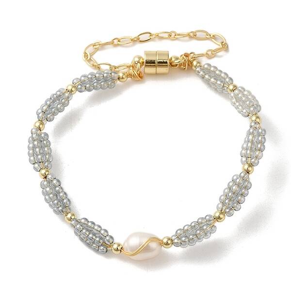 Natural Pearl & Glass Beaded Link Bracelets
