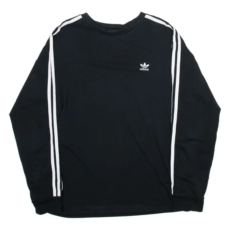 ADIDAS Womens T-Shirt Black Long Sleeve UK 18