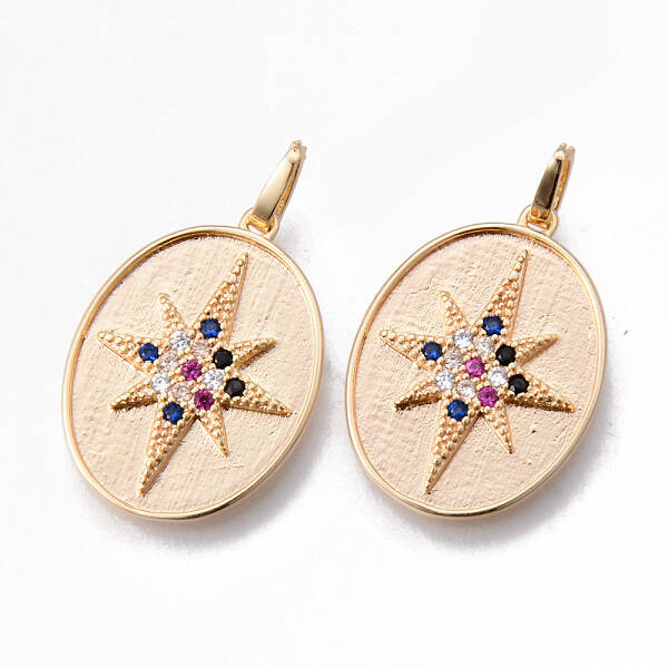 Brass Micro Pave Cubic Colorful Zirconia Pendants