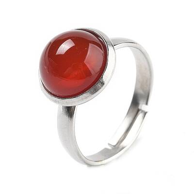 Half Round Natural Carnelian Finger Rings