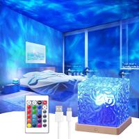 1 Pack  Ocean Wave Projector w/ Remote | 16 Color Changing Night Light  | USB Powered Mood Lamp for Bedroom/Bar | Auto Gradie...