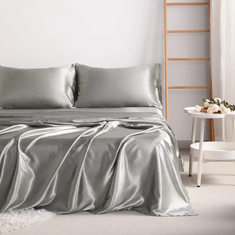 NTBAY 4-Piece Silky Satin Bedding Sets, Super Cool, Breathable and Soft, Frictionless Skin-friendly and Anti-acne, Luxury And...