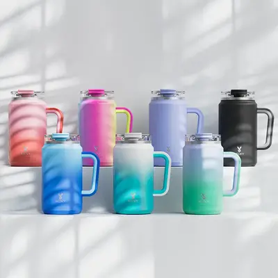 Meoky 50 oz Stainless Steel Thermos Cup for Outdoor Use, Vacuum Insulated Cup, Keeps Cold for 24 Hours, Non-slip and Leak-pro...