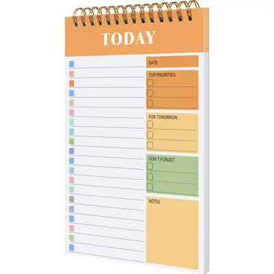 To Do List Notebook, 1 Count 32 Pages Undated Daily Planner Notebook, Weekly Review Spiral Bound Notebook, Cute Stationery Su...