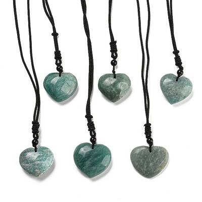 Natural Amazonite Heart Pendants Necklace