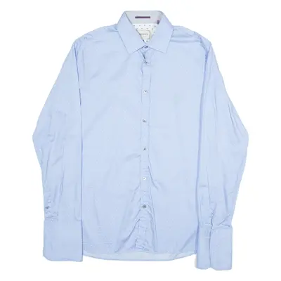 TED BAKER Mens Shirt Blue Spotted Long Sleeve M