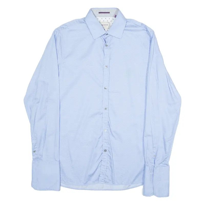 TED BAKER Mens Shirt Blue Spotted Long Sleeve M