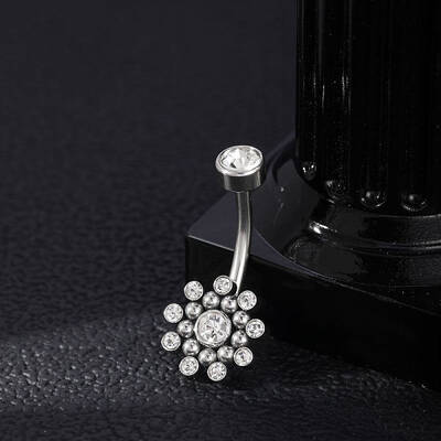 304 Stainless Steel Clear Cubic Zirconia Curved Barbell Belly Button Rings