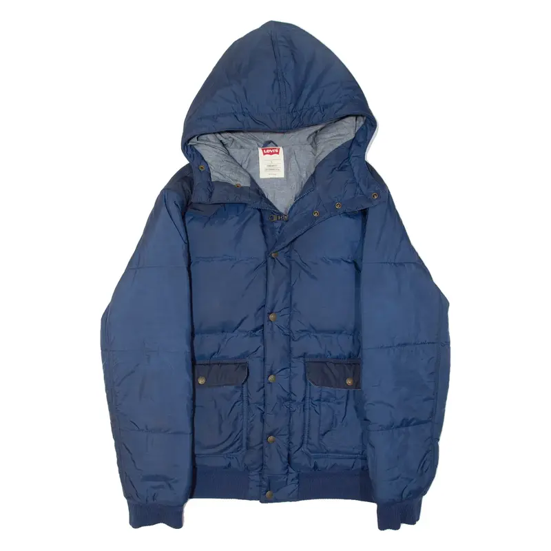 LEVI'S Mens Puffer Jacket Blue Hooded L