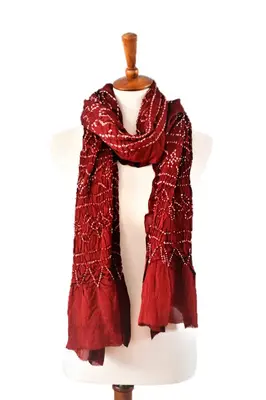 OMSutra Tie-dye designer fashion Silk Scarves | Color: ROYAL PINK & PURPLE