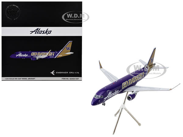 Embraer ERJ-175 Commercial Aircraft Alaska Airlines/Horizon - University of Washington Huskies (N662QX) Purple with Gold ...