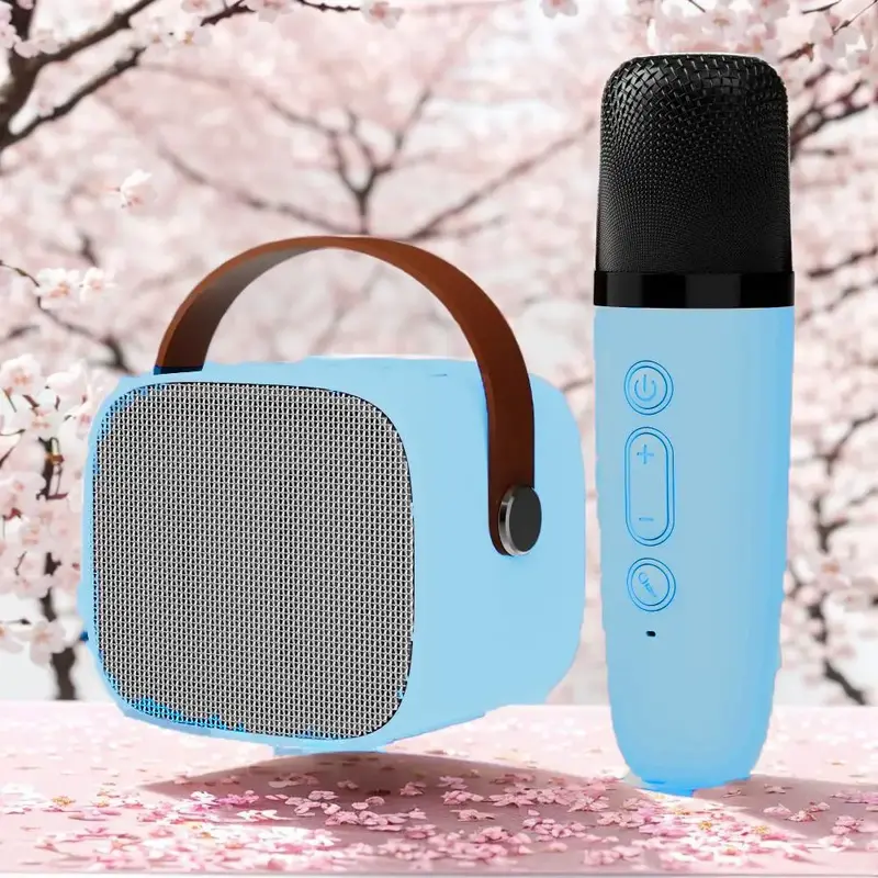 HiFi Surround Sound Portable Wireless Karaoke Machine with Microphone, 1 Count Bluetooth-Compatible Speaker & Mic Set, Outdoo...