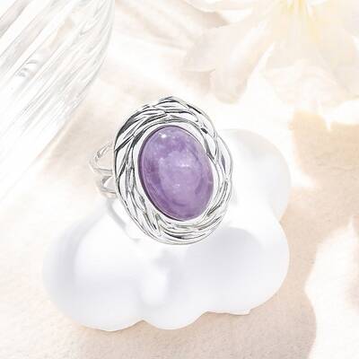 Oval Natural Amethyst Finger Rings
