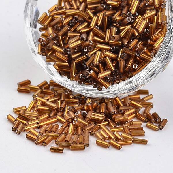 Silver Lined Round Hole Glass Bugle Beads