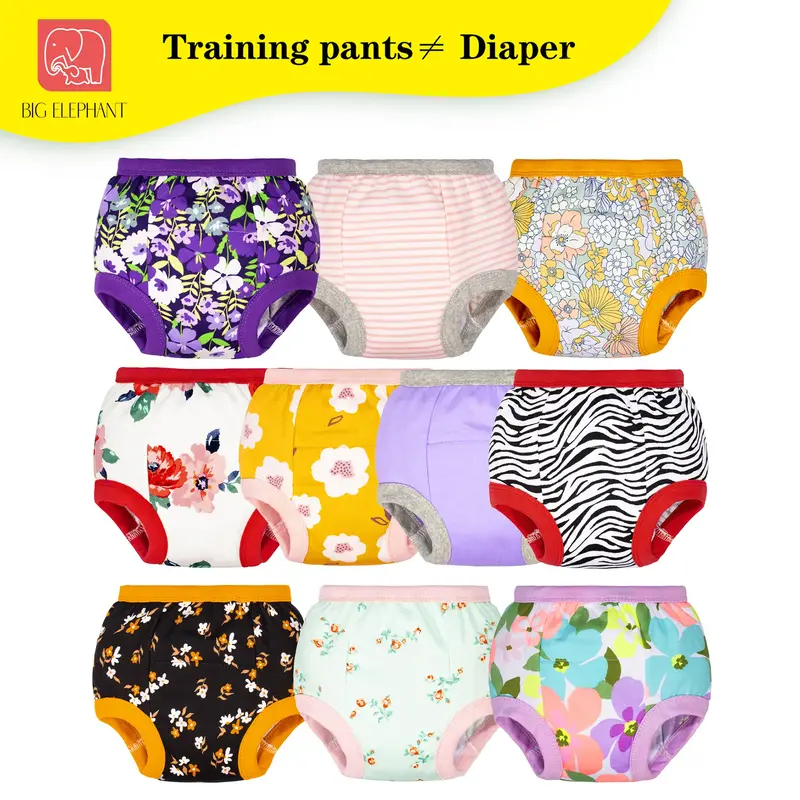 Big Elephant 10 Pack Kids Potty Training Underwear – Reusable Toilet Training Pants and Potty Trainer for Toddlers