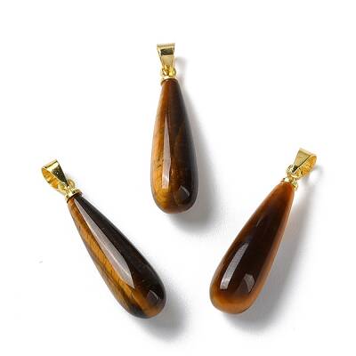 Natural Tiger Eye Teardrop Pendants