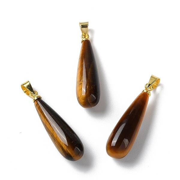 Natural Tiger Eye Teardrop Pendants