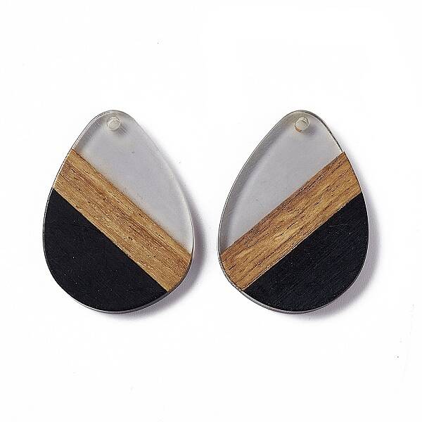 Opaque Resin & Walnut Wood Pendants