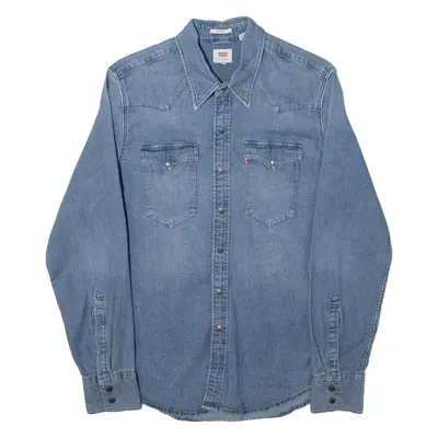 LEVI'S Mens Plain Shirt Blue Long Sleeve S