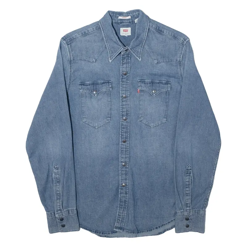 LEVI'S Mens Plain Shirt Blue Long Sleeve S