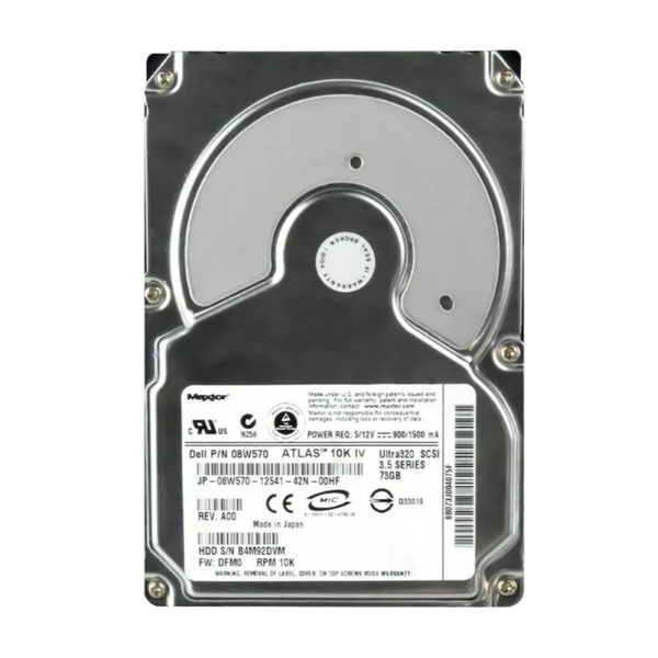08W570 Dell 73GB Ultra-320 SCSI 10000 3.5-inch Hard Drive