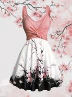 Women's Floral Print Dress, Casual Elegant Sleeveless Dress for Summer, Ladies Clothes for Holiday Vacation Daily Wear, Beach...