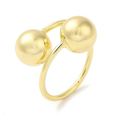 Rack Plating Brass Round Ball Cuff Rings