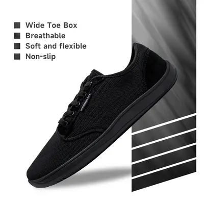 HOBIBEAR Barefoot Minimalist Shoes Womens Mens | Zero Drop | Wide Width Fashion Sneaker Runner Black Casual Footwear Trainer ...