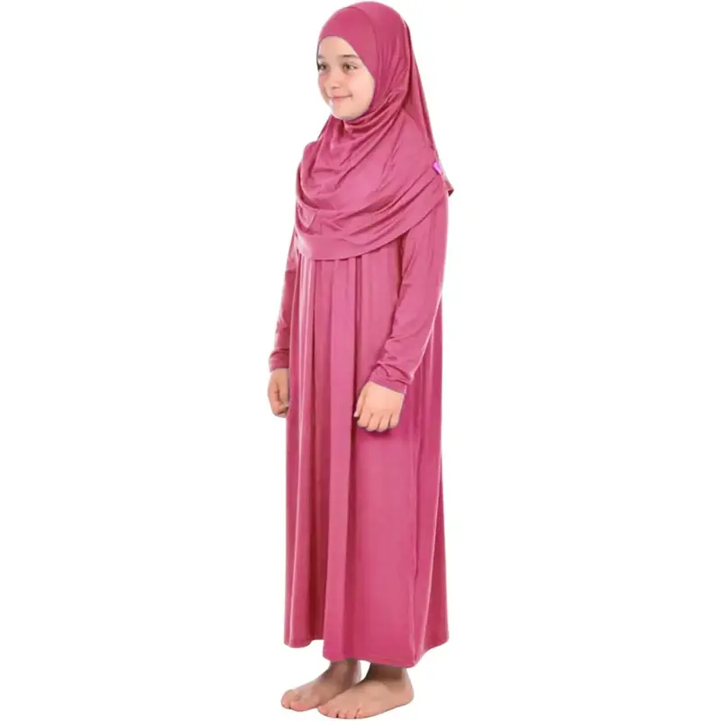 Prayer Dress Muslim Clothes for Girls Long Sleeve Abaya with Hijab Two count Maxi Islamic Set Scarf Kaftan Jilbab