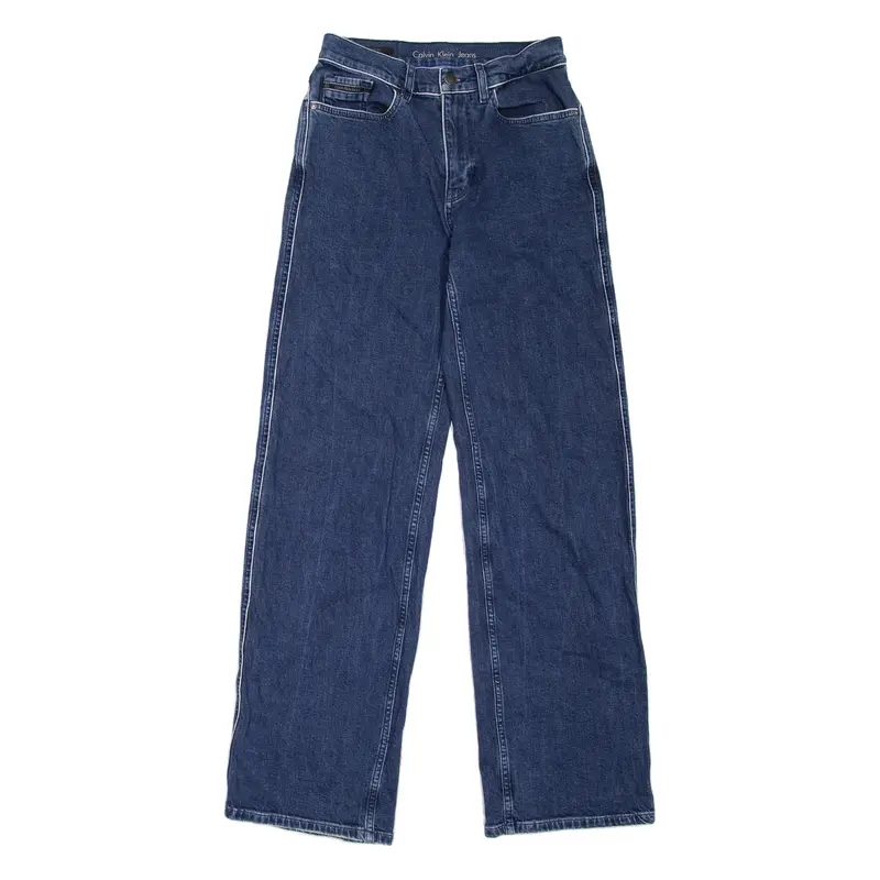 CALVIN KLEIN JEANS High Rise Womens Jeans Blue Relaxed Wide-Leg W24 L30