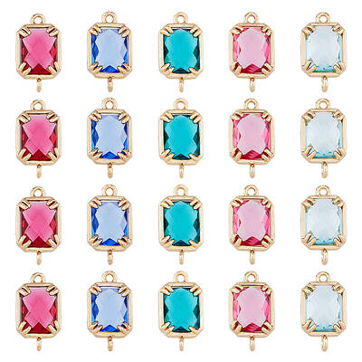 20Pcs 5 Colors Brass Glass Connector Charms