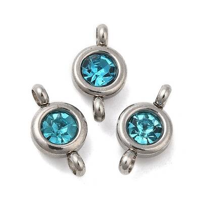 304 Stainless Steel Single Rhinestone Connector Charms