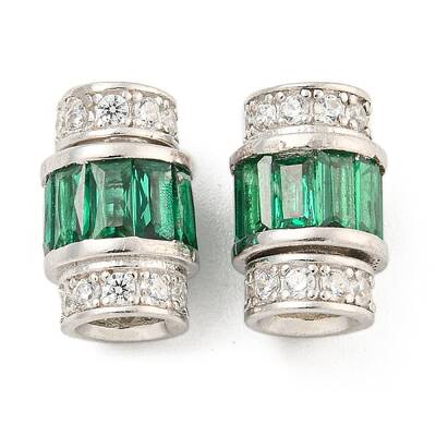925 Sterling Silver Micro Pave Cubic Zirconia Screw Clasps