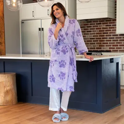 Prints of Paws Plush Sherpa Fleece Robe - Blue - 2X