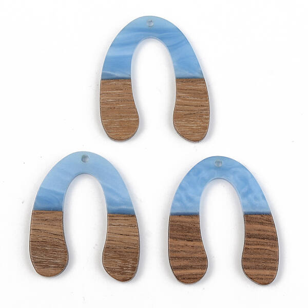 Opaque Resin & Walnut Wood Pendants